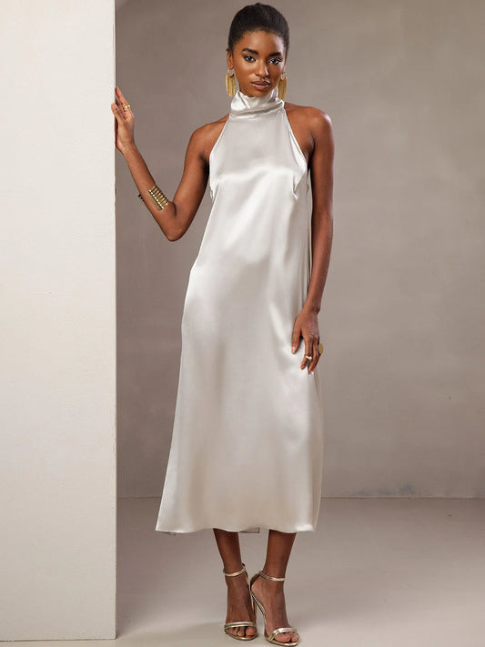 People Also Bought 19Momme Silk Backless High Neck Maxi Dress