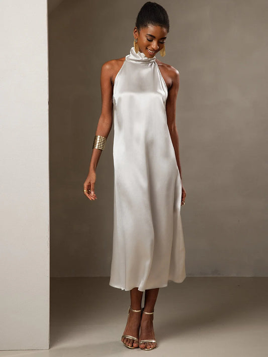 People Also Bought 19Momme Silk Backless High Neck Maxi Dress